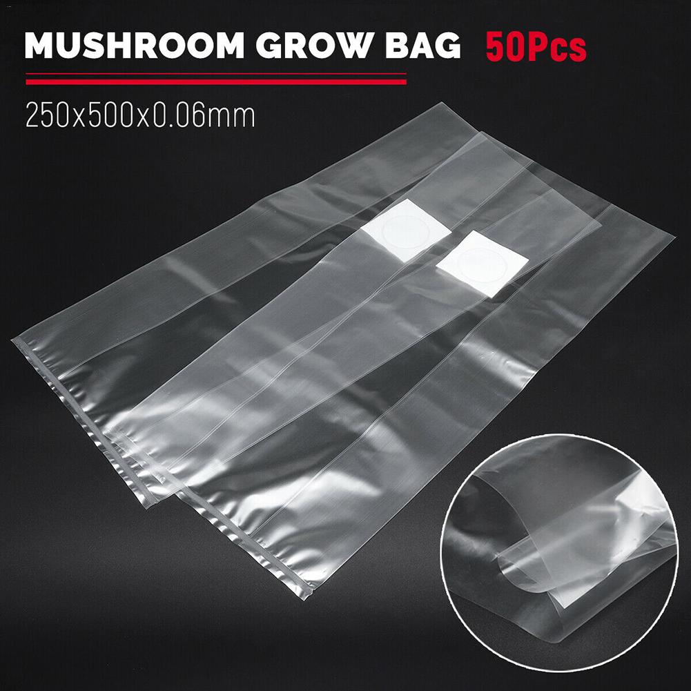 Paddestoel Stam Groeiende Eetbare Teelt Horticultural Planten Bag PVC Hittebestendig Bacteriën Ademend: 50Pcs
