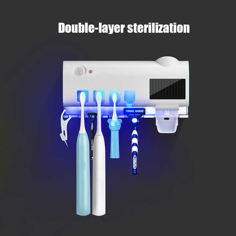 UV Toothbrush Holder Solar Energy Toothbrush Sterilizer Automatic Toothpaste Dispenser Squeezers Household Bathroom Accessories