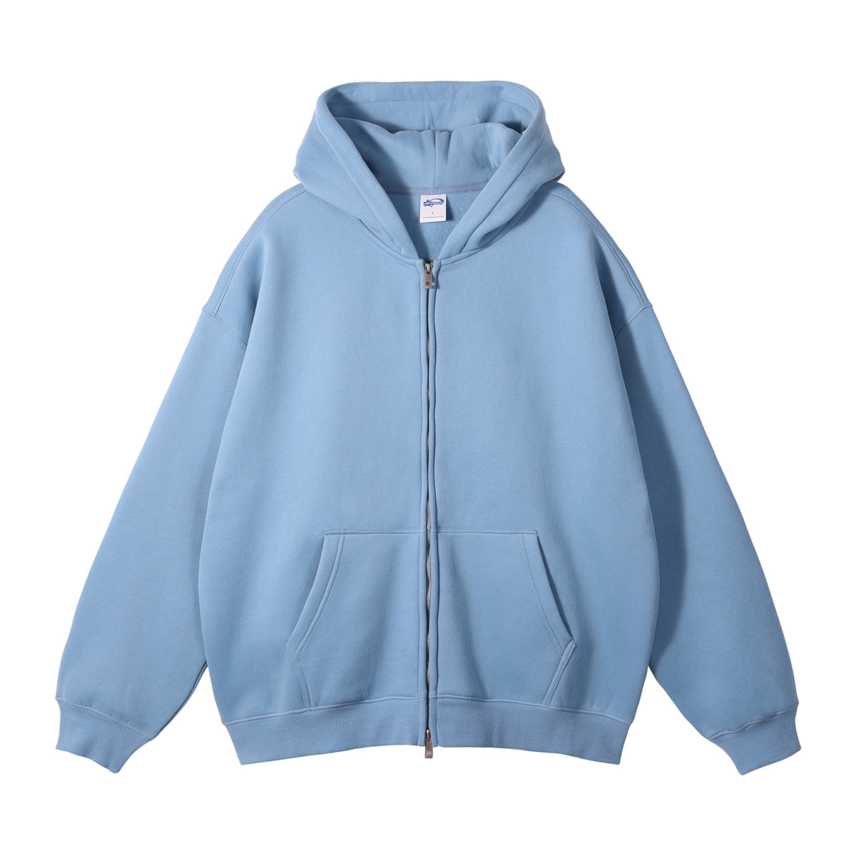 Fleece vest met dubbele ritssluiting en capuchon: Xl / Blauw