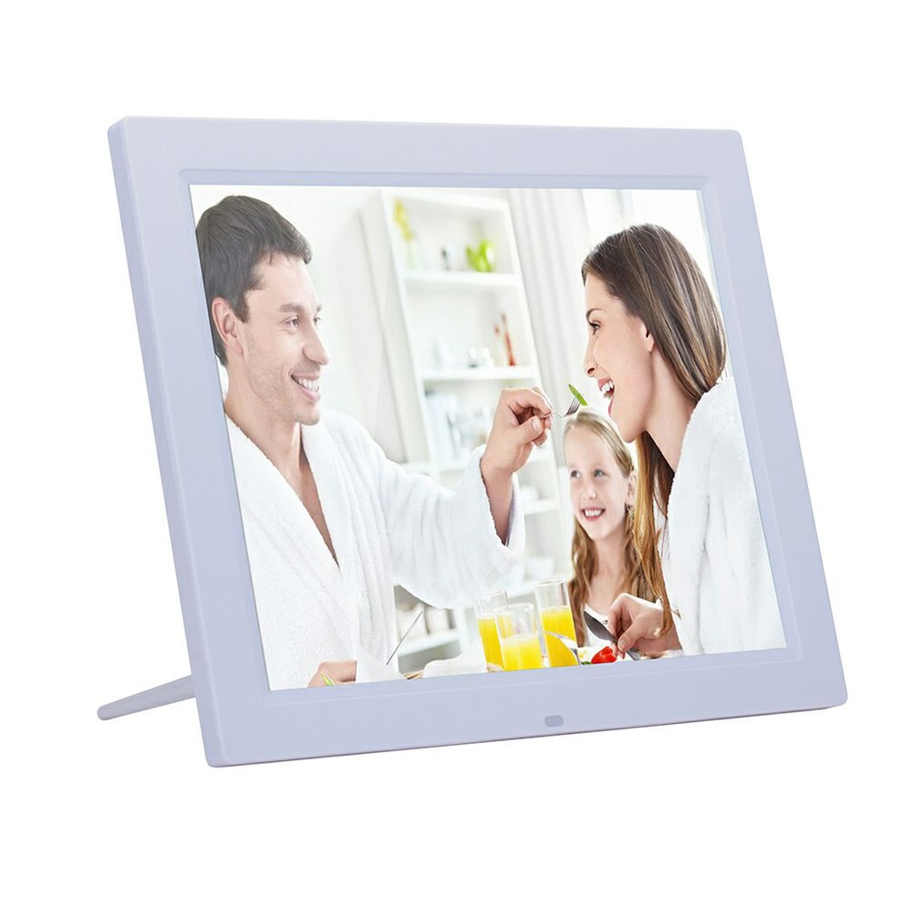 LED Multi-function High-definition Digital Photo Frame Electronic Album Business Advertising Machine Picture Browsing: White / US Plug