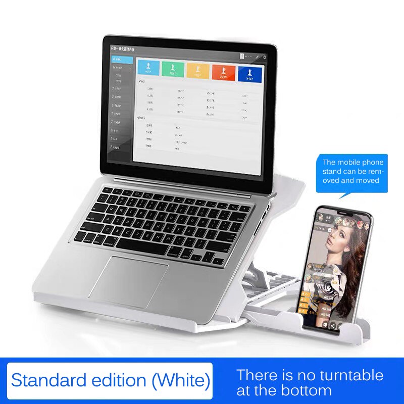 360 DegreeHeight Adjustment Laptop Stand for Macbook Pro for Notebook Support Rotating Bottom Computer Stand Riser Cooling Pad: White standard