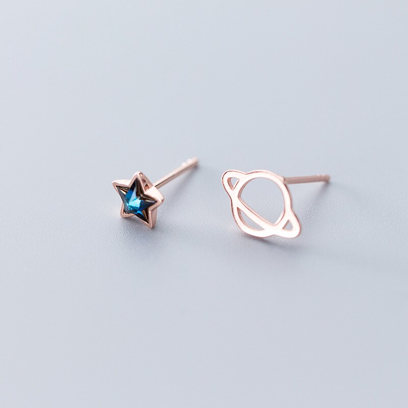 La Monada Orecchini con Perno per Le Donne in Argento 925 stella Universo bella Donne Orecchini in Gioielli Orecchini con Perno in argento sterlina 925: rosa oro