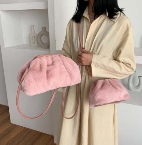 Frauen Umhängetasche Herbst Und Winter Neue Umhängetaschen Für Frauen Weiche Damen Hand Taschen Wolke Kupplung Kleinen Geldbeutel: Rosa