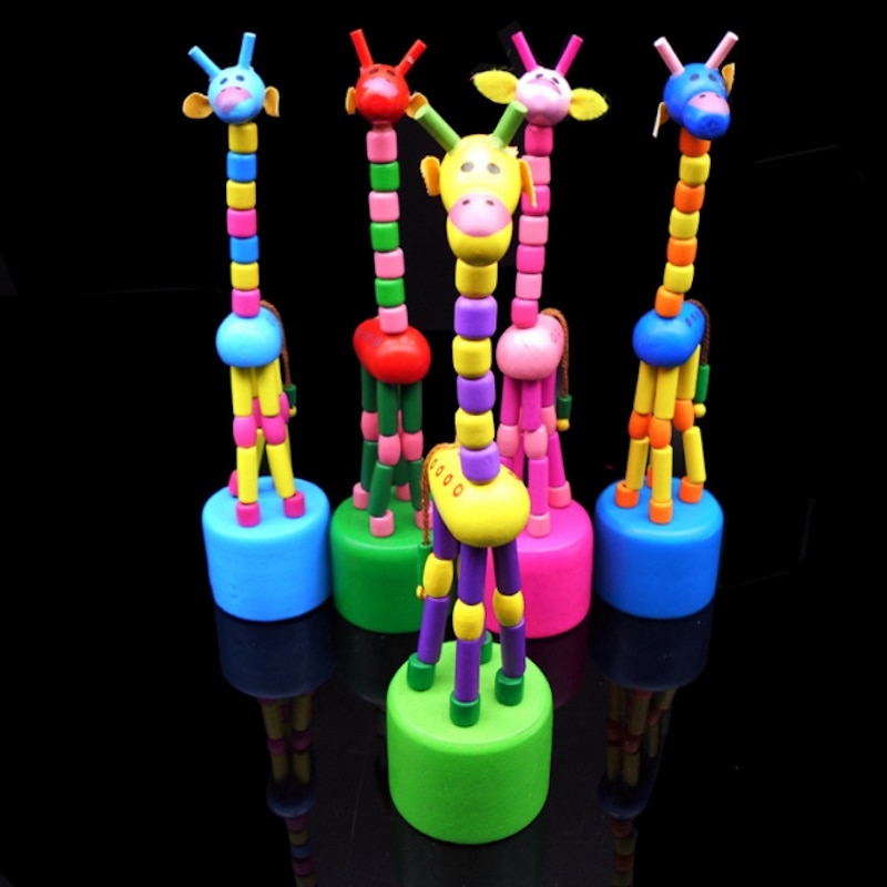 Kinderen Intelligentie Speelgoed Dansen Stand Kleurrijke Rocking Giraffe Houten Speelgoed Levert Voor Kinderen Willekeurige Kleur
