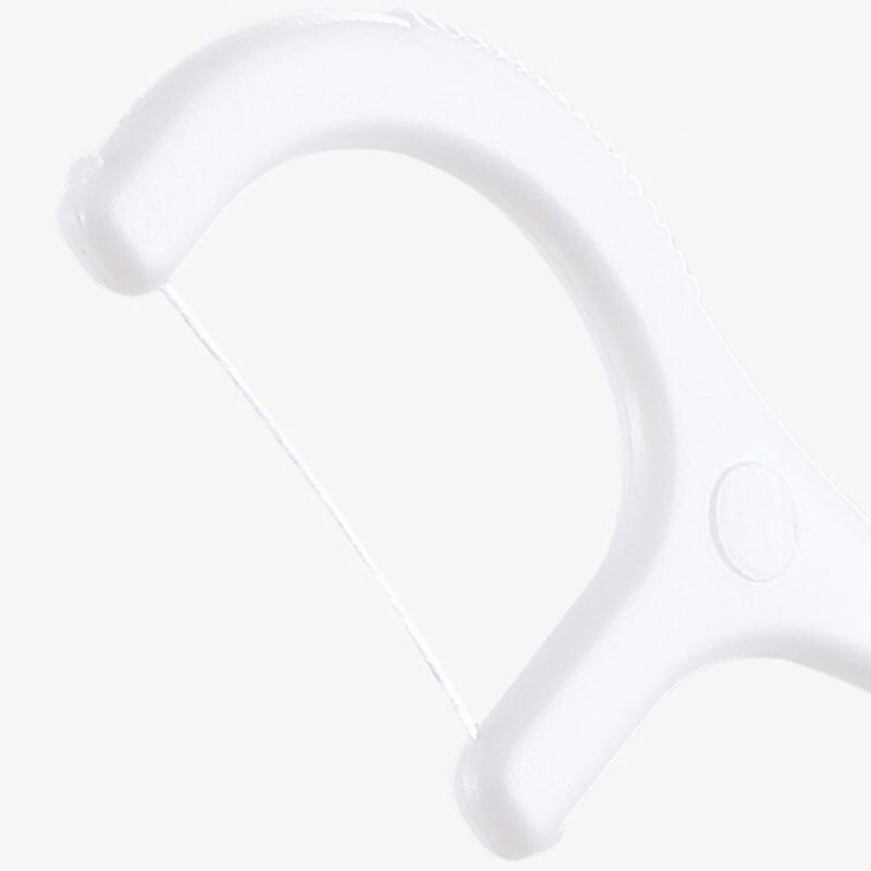 50 unids/caja desechables superfino de hilo Dental con forma de arco diente limpio palillo de dientes higiene Oral herramienta con Estuche portátil