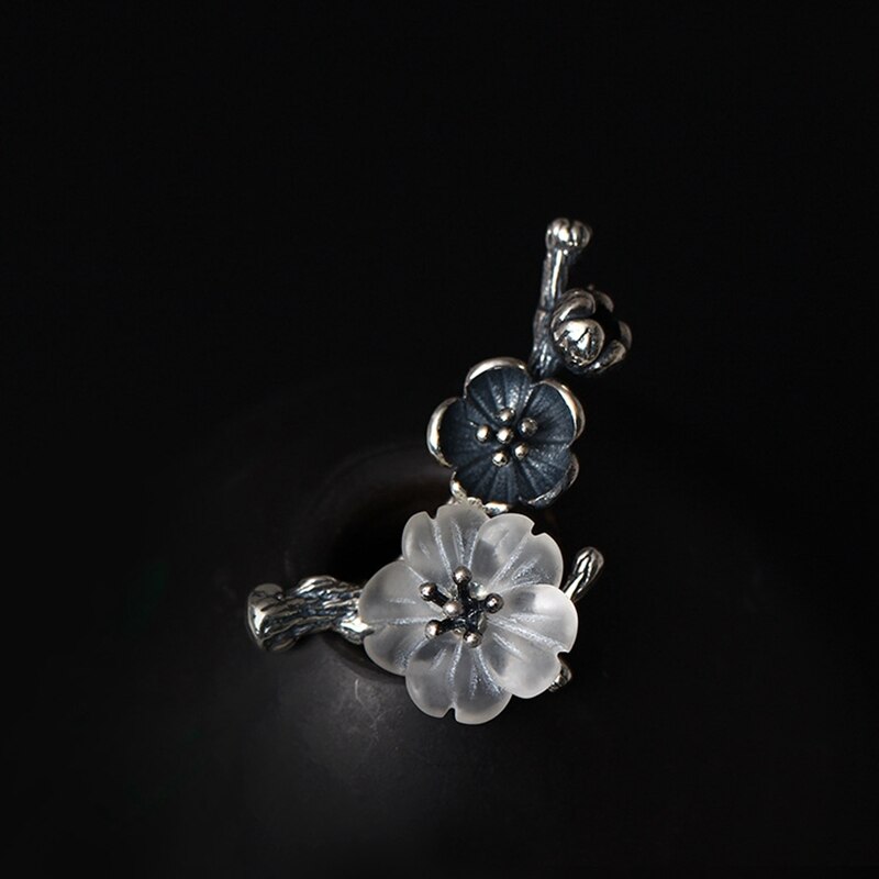 Plum blossom kristall broschen 925 sterling silber 3,26g Vintage broschen eleganz wilden broschen für frauen edlen schmuck