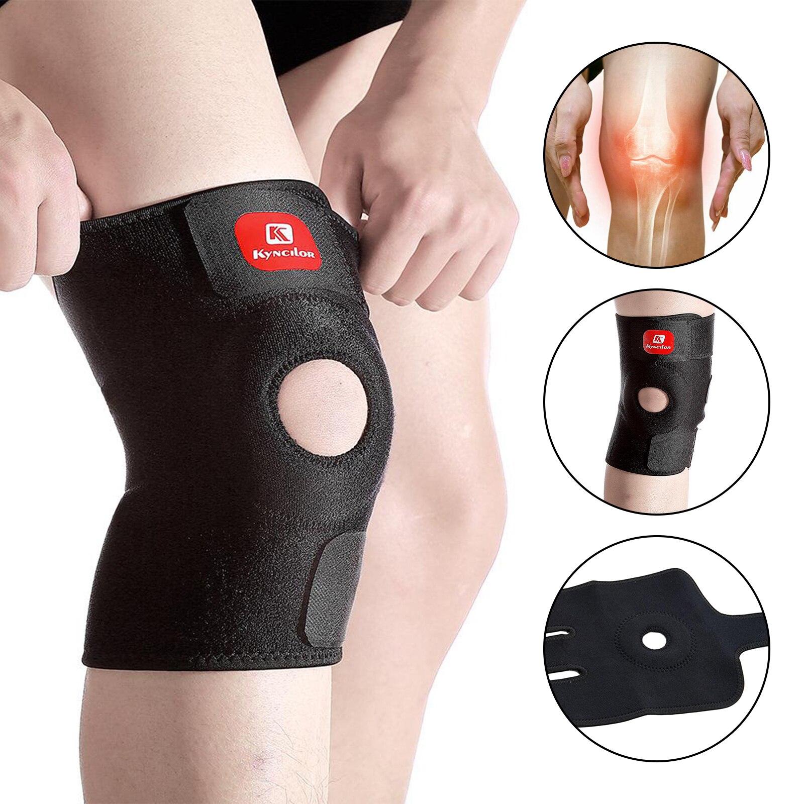 Knee Brace Support - Relieves Meniscus Tear, Arthritis, Tendonitis Pain - Open Patella Dual Stabilizers Adjustable Straps