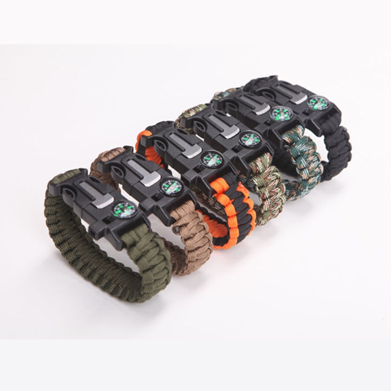 High-Jump Functional Emergency Paracord Bracelet Outdoor Survival Parachute Tool Scraper Whistle Buckle Paracord Wristband