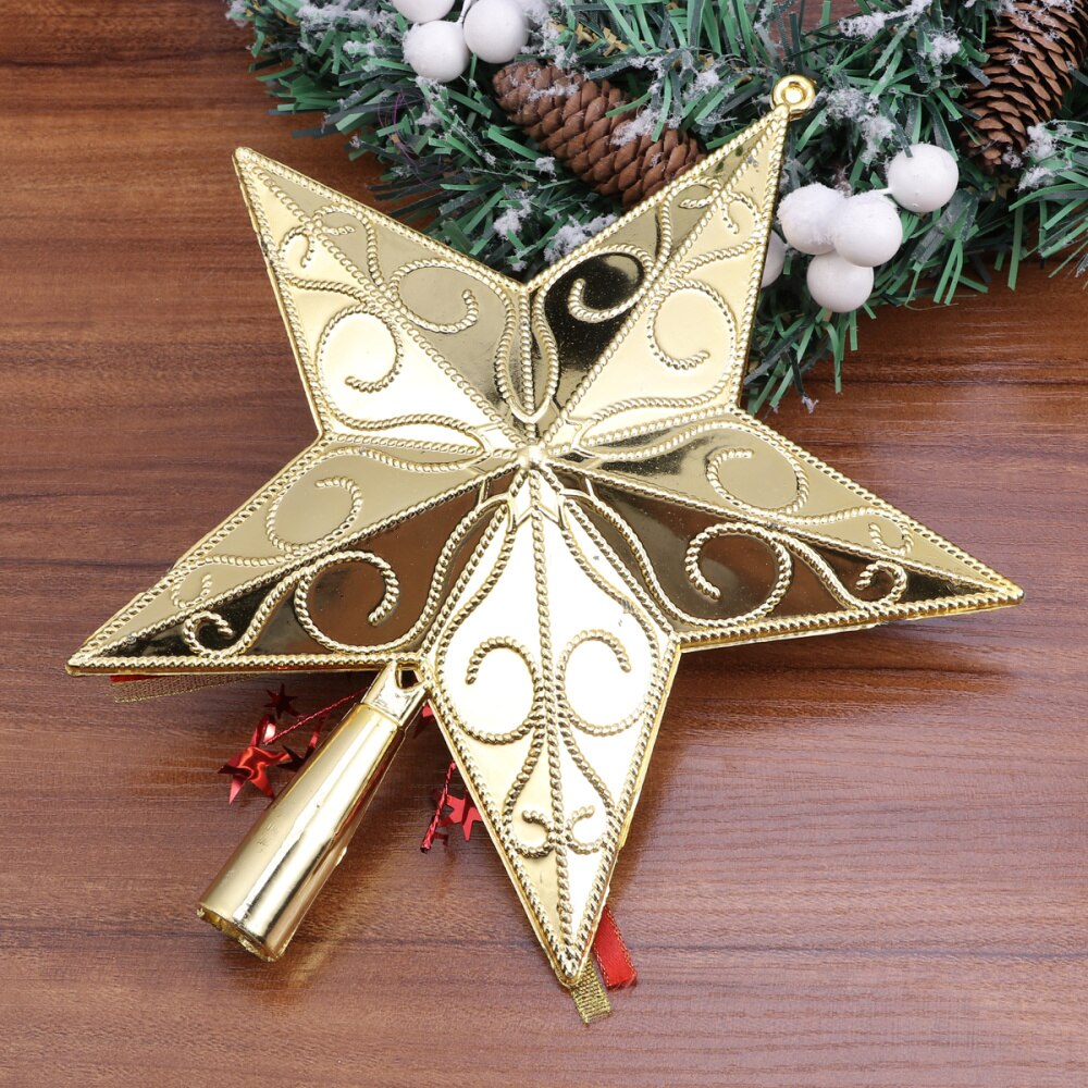 20cm Christmas Tree Star Topper Glittering Christmas Tree Decoration Ornaments (Golden)