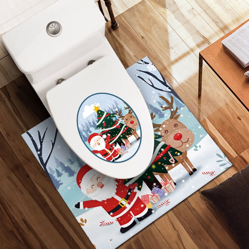 Vandtæt aftagelig jul julemanden pvc selvklæbende diy aftagelig vandtæt toilet mærkat badeværelse boligindretning: B