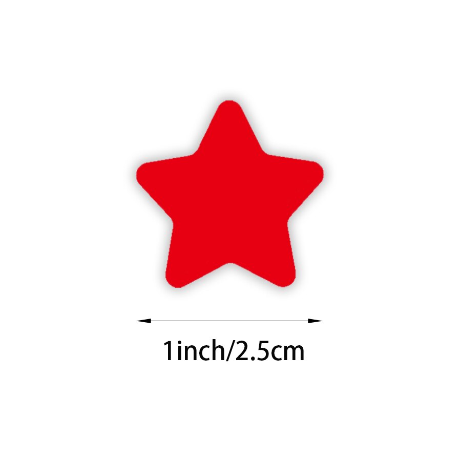 Rouleau d'autocollants étoiles à cinq points, 500 pièces, différentes couleurs, étiquette de récompense pour enfants, papeterie faite à la main, DIY bricolage: Red