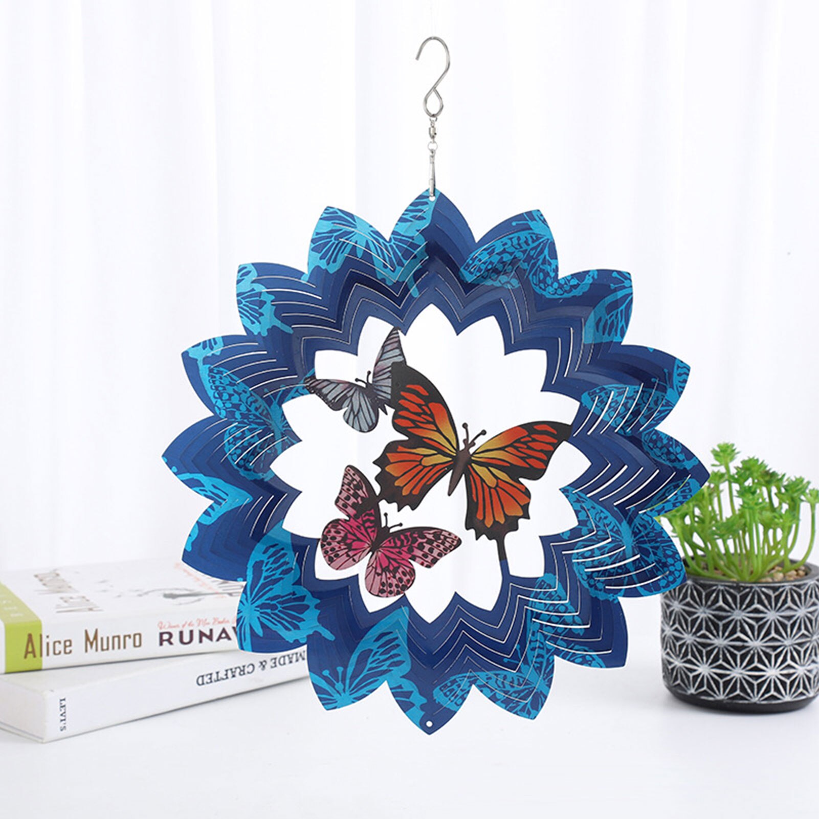 3D Stainless Steel Metal Mandala Geometric Pattern Wind Chime-hanging Wind Spinner, Terrace, Garden Fashionable Ornament