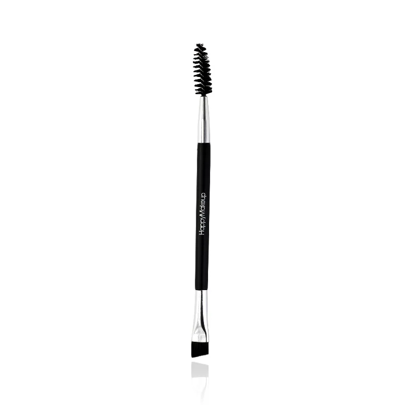 Cepillo de pestañas de doble cabeza, peine para cejas, cepillo para cejas, cepillos de maquillaje profesionales para cejas, herramientas de maquillaje para extensión de pestañas: Negro