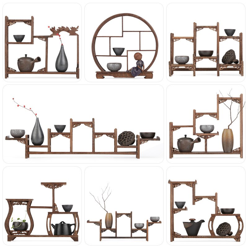 Kleine Massief Houten Eenvoudige Thee Pot Houder Antiek-En-Curiosa Planken Kippenvleugels Hout Chinese Stijl Thee Pot lade