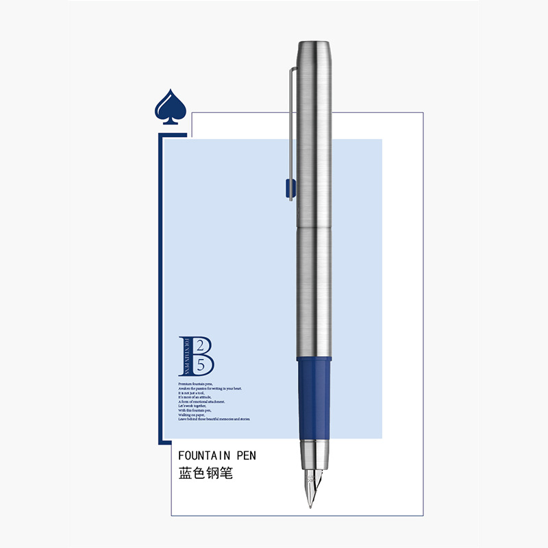 MAJOHN B25 Ball Point Pen/Fountain Pens, Metal Rod Smooth Fine Writing Lines Compact Portable Calligraphy Study School Supplies: Navy Blue