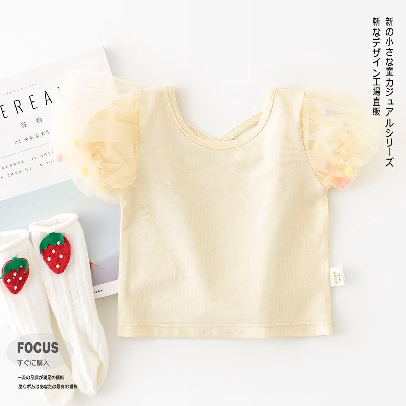 Summer New Baby Girls Fairy Puff Sleeve T-shirt