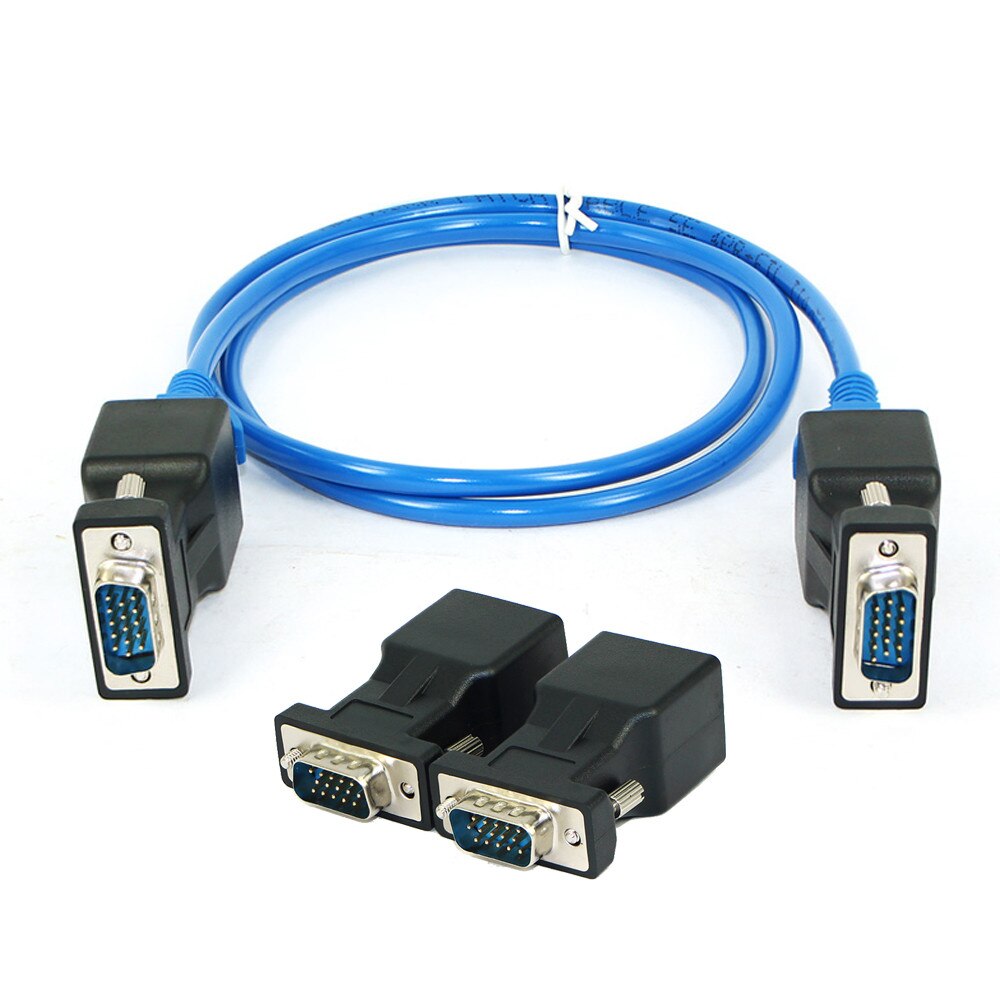 1 Paar Vga Extender Man Vrouw Naar Lan RJ45 CAT5 CAT6 20M Netwerk Kabel Adapter Man-vrouw/vrouw Tot Vrouw/Man Mannelijke 01: C