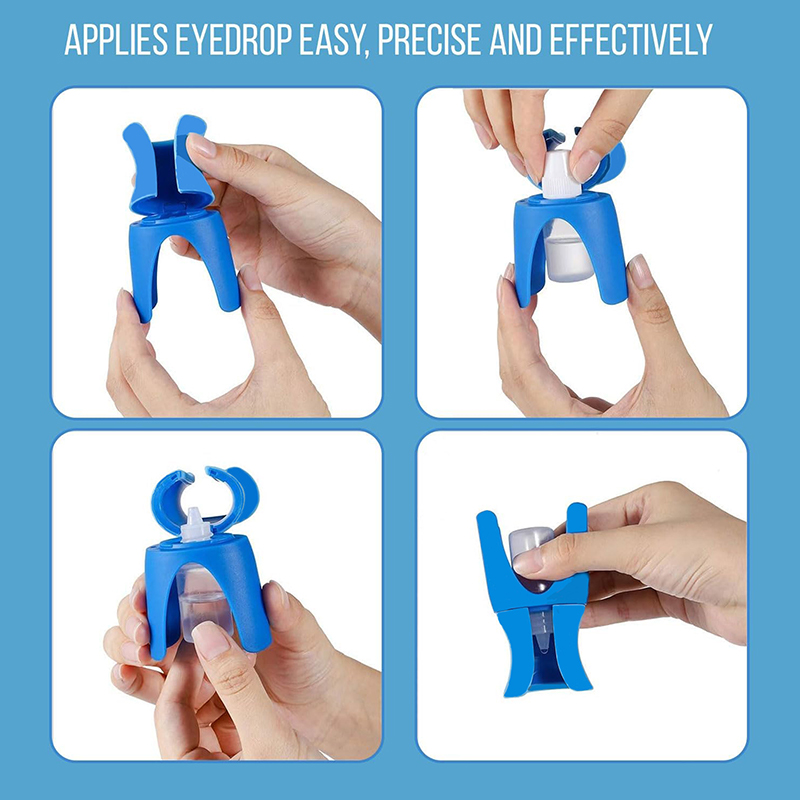 Oogdruppelhouder, hulpmiddel voor oogdruppelflesjes, oogzalfhouder, ooghulpmiddel, applicator, oogverzorgingshulpmiddel