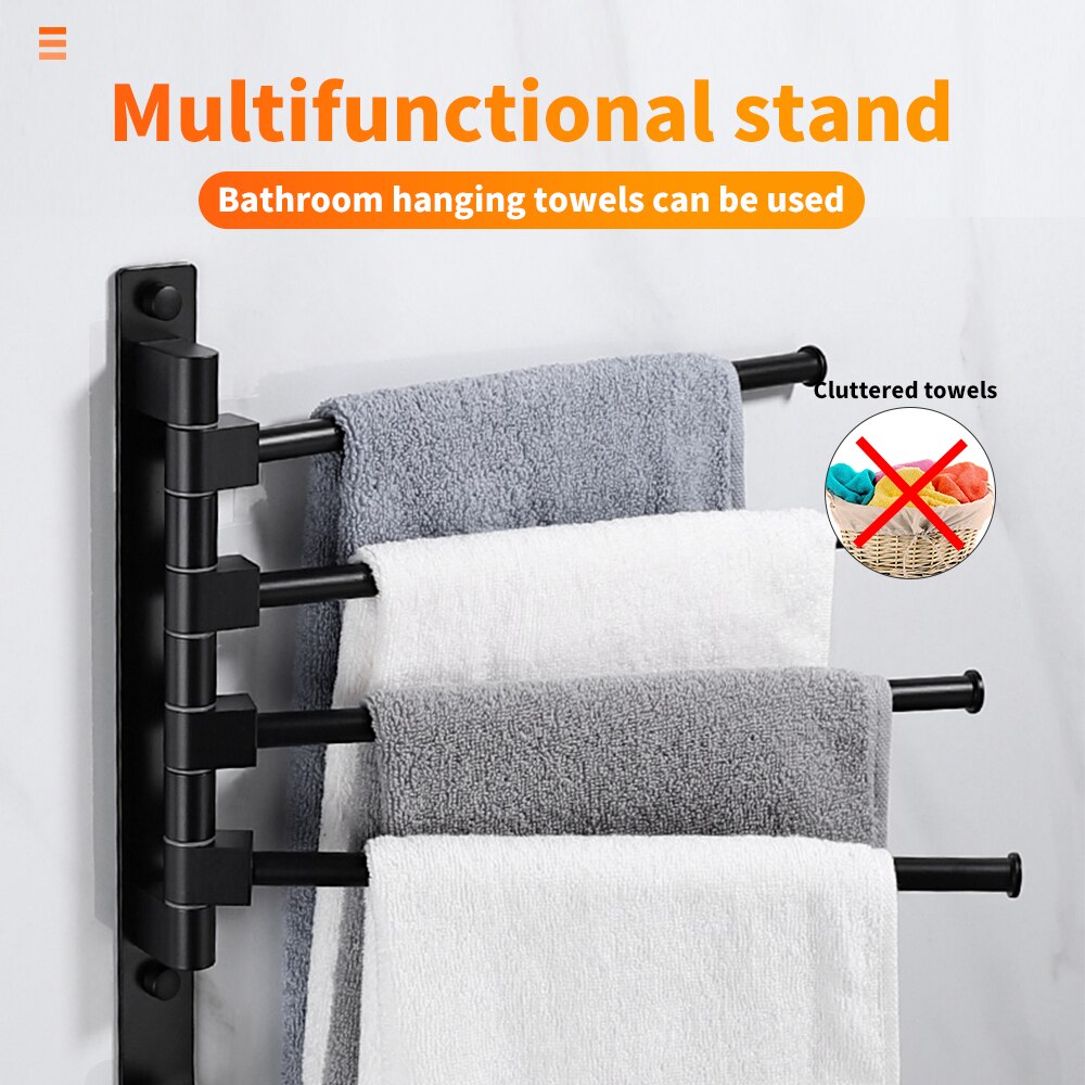 Toallero de baño con 3/barras 4/5 movibles, estante moderno Simple para accesorios de baño, color negro