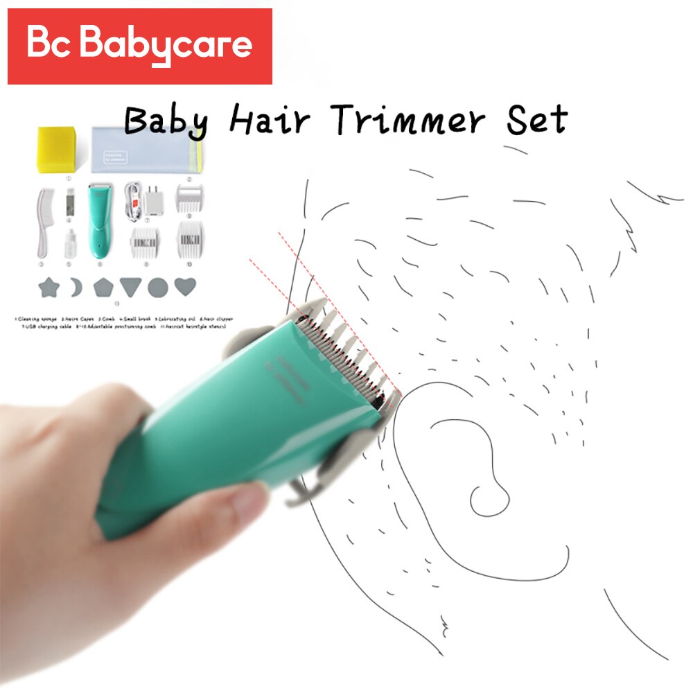 BC Pflege Für freundlicher Baby Haar Trimmer einstellen IPX7 Wasserdicht Keramik Wiederaufladbare Elektrische Haar Haarschneidemaschine USB Ladegerät Haar Cutter Maschine