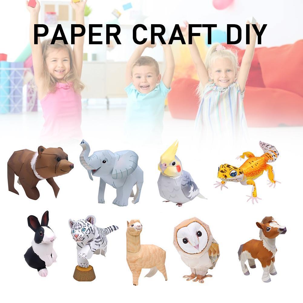 9 Stks/set Diy Huisdier Papier Model Leuke Dieren Papier Model Speelgoed Diy Papier Thuis Craft Decoratie Model Speelgoed Dieren Handgemaakte papier D0W3