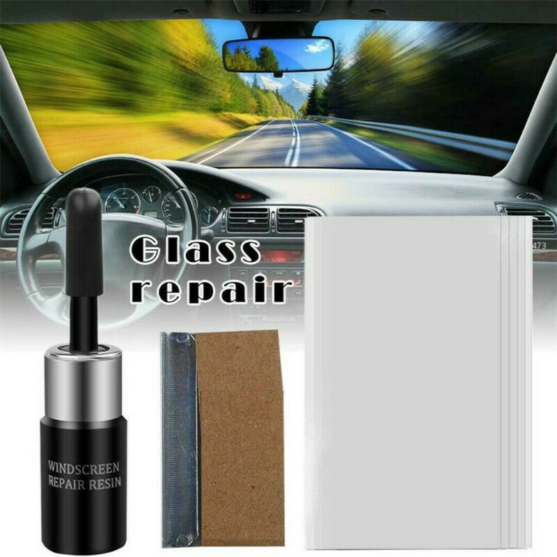 Kit de resina de reparación de vidrio para parabrisas de coche herramienta de fijación de ventana de vehículo fácil de usar y utilizar cinta transparente para prevenir
