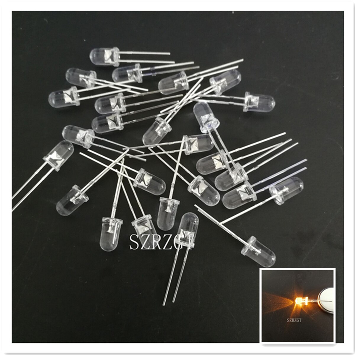 1000pcs 5mm led white/blue/red/yellow/green/pink light bulbs / 5MM White Colour LED emitting diode F5mm White LED: Yellow