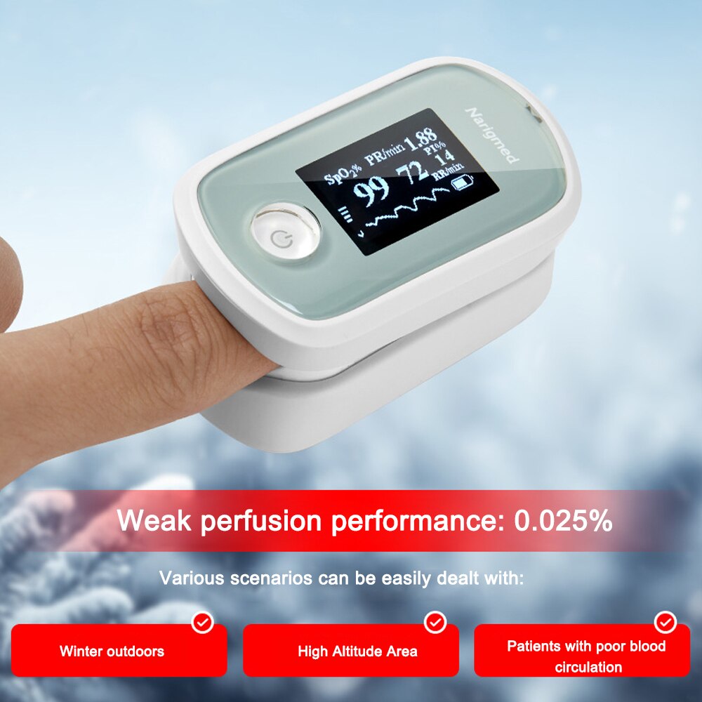 Oxímetro de pulso con aplicación Bluetooth SpO2 PR PI RR, oxímetro de dedo con pantalla OLED de dedo, oxímetro de dedo para Android IOS