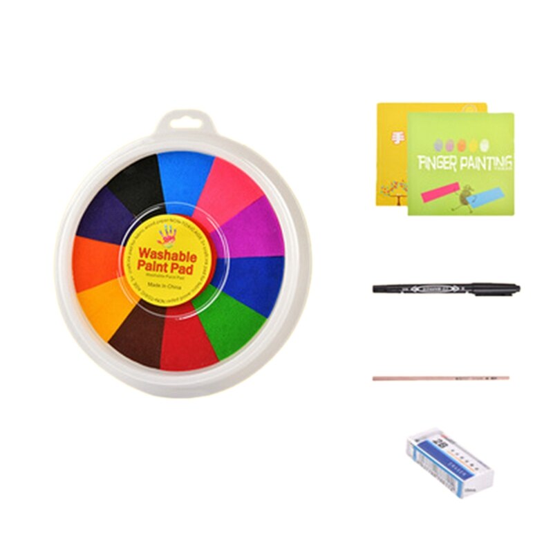 Funny Finger Painting Pad Kit Kids DIY Paint Crafts Washable Children Educational Mud Tool Drawing Book: black