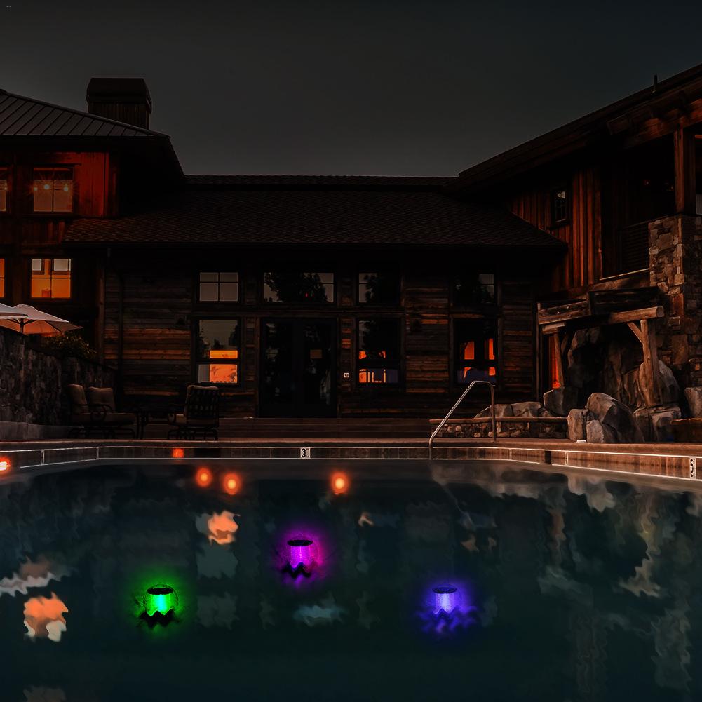 Sol flytande lampa utomhus fontän pool dekorativt ljus färgglada vattentäta boll lampor party ljus trädgård pool tillbehör