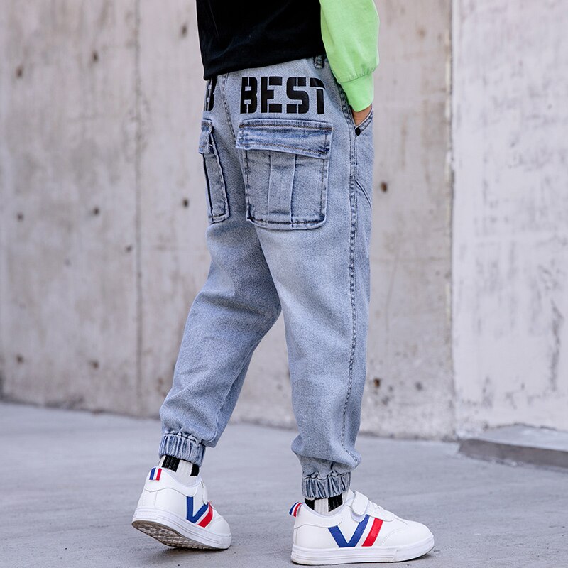 Brand big boy jeans children's spring wear boy long pants style of children's baggy jeans big pocket 15-12 year old