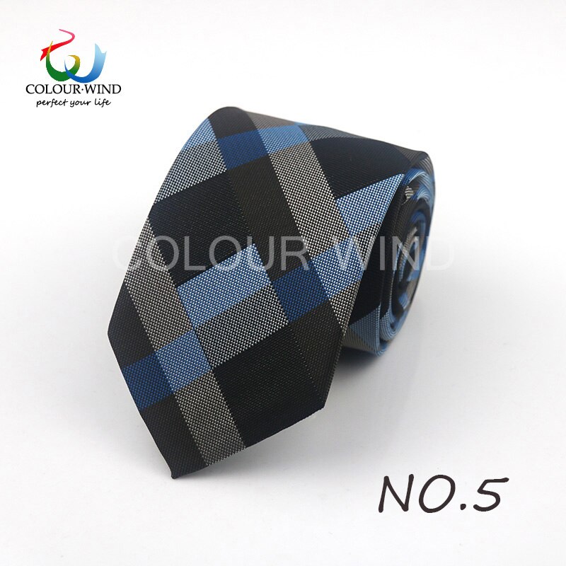 Formelt plaid slips 7cm jacquard vævet polyester hals slips til mænd klassiske tern slips herre slips til bryllup jakkesæt: 5