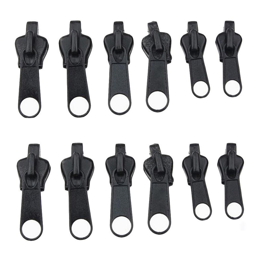 12 Stks/set Universele Rits Sliders Voor Rugzak Tent Kleding Jas Slaapzak Fix Rits Reparatie Kit Vervanging: Black