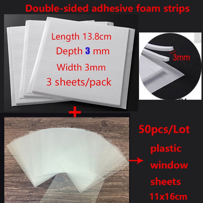 Láminas de plástico transparente para ventana, tiras de espuma adhesivas de doble cara para bricolaje, álbum de recortes, manualidades, coctelera, fabricación de tarjetas, nuevas: Sheets and Foams 3