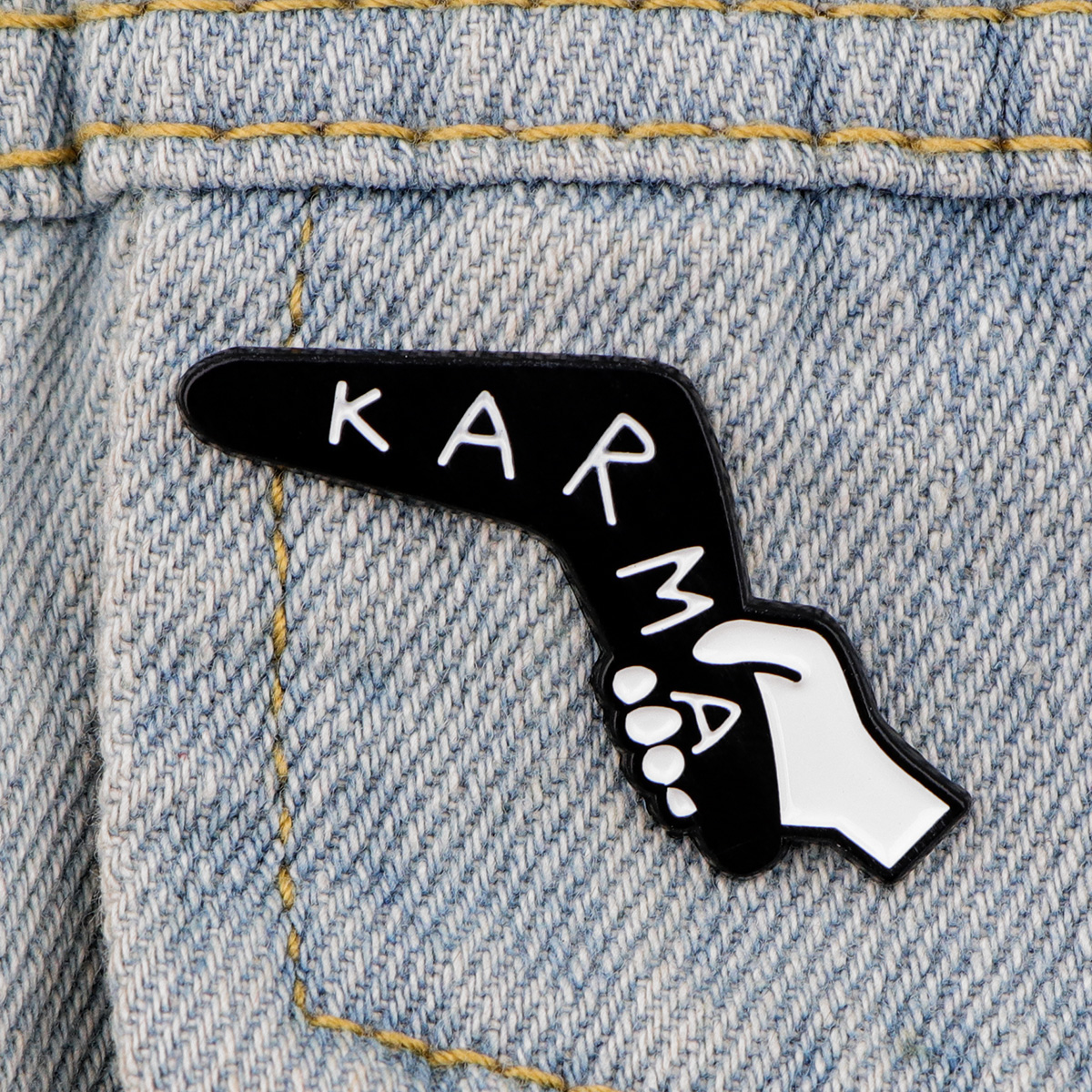 Karma – épingles à revers en émail pour sacs à dos, broches, Badges, accessoires pour vêtements, bijoux à la , de croyance religieuse