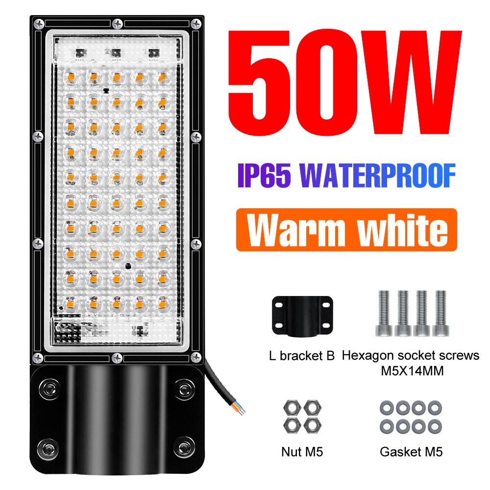 LED Waterproof Street Lamp 100W 50W Flood Light Outdoor Street Lamp AC 220V Garden Spotlights Country House Landscape Wall Lamp: Warm White-50W