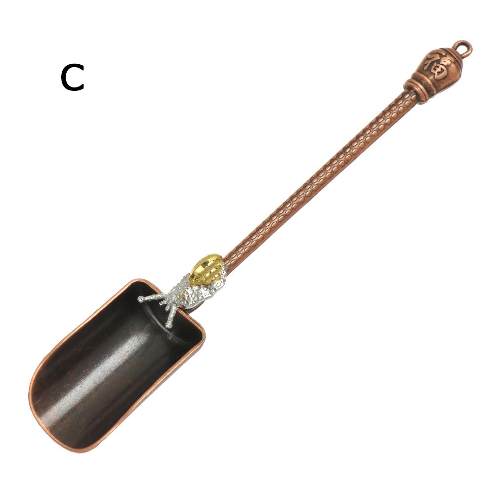 Retro Bronze Chinese Tea Spoons Copper Green Tea Scoop Spoon Tea Leaves Chooser Holder Chinese Kongfu Tea Tools Accessories: C