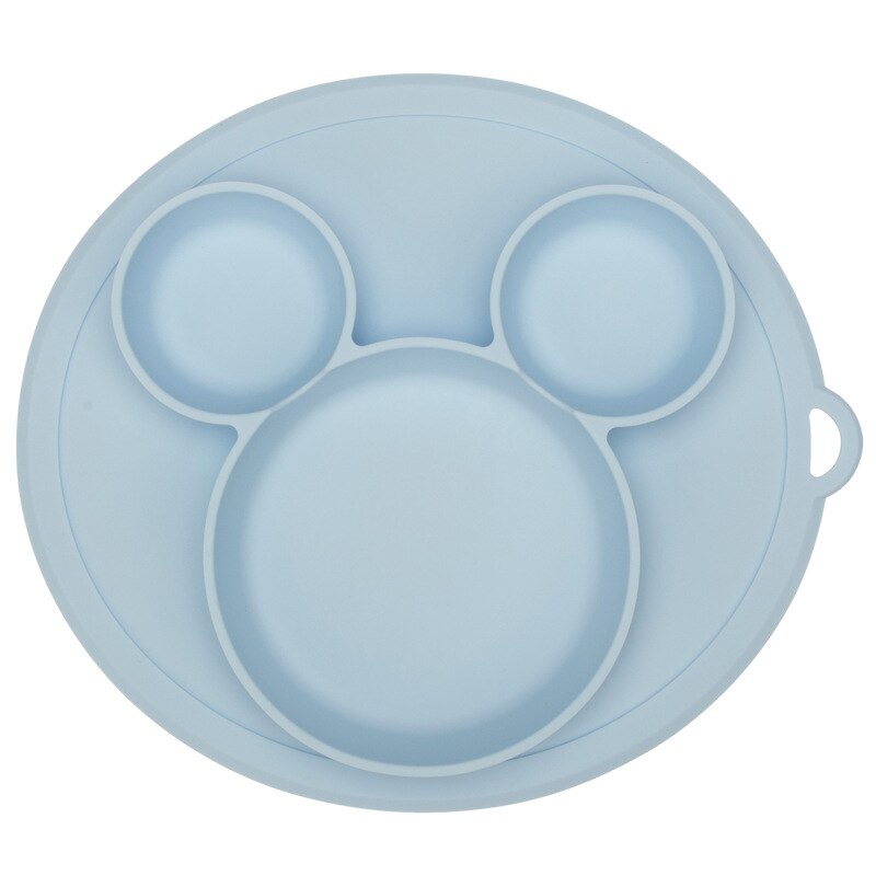 Mumsbest – assiette divisée en Silicone pour bébé, Portable, antidérapant, ventouse d'alimentation pour enfant, sans BPA, micro-ondes, lave-vaisselle: Light Blue