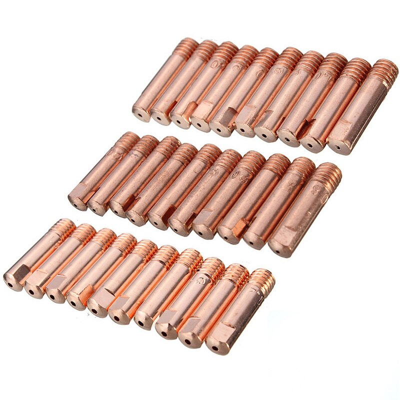 10 pièces MB-15AK M6 * 25mm MIG/MAG soudage torche pointe de Contact buse à gaz 0.8/1.0/1.2mm
