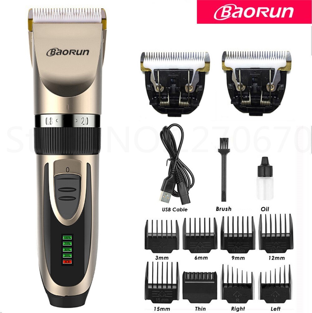 Baorun Honden Clipper Professionele Hond Haar Trimmer Dier Grooming Clippers Kat Scheerapparaat Kapsel Cutter Machine Batterij Display: No Box 2B Blades