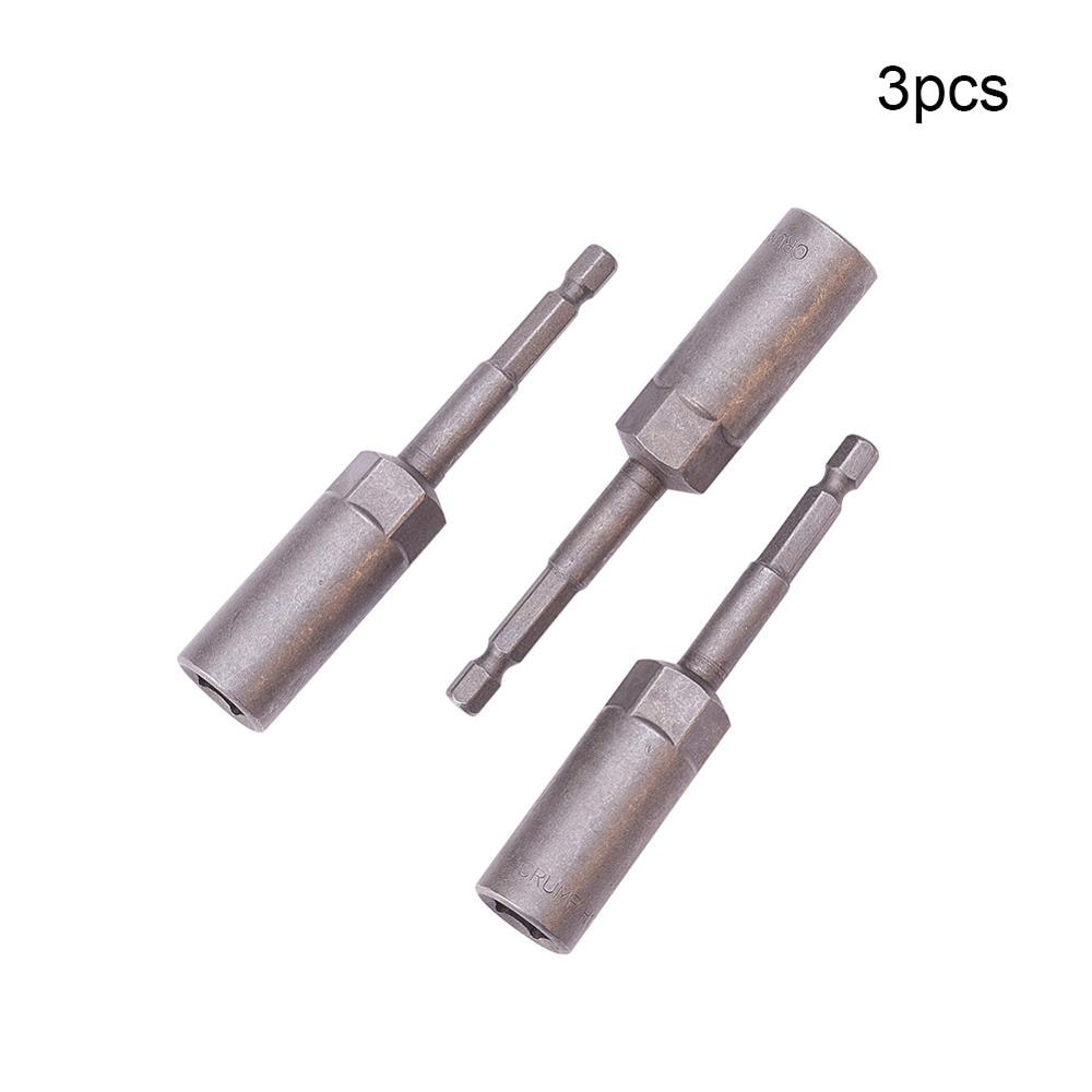 1/4 " drev 7 ~ 19mm sekskantede fatninger 100mm totallængde metalstødmøtrik sætter driver socket bit håndværktøjssæt 1 ~ 3 stk.