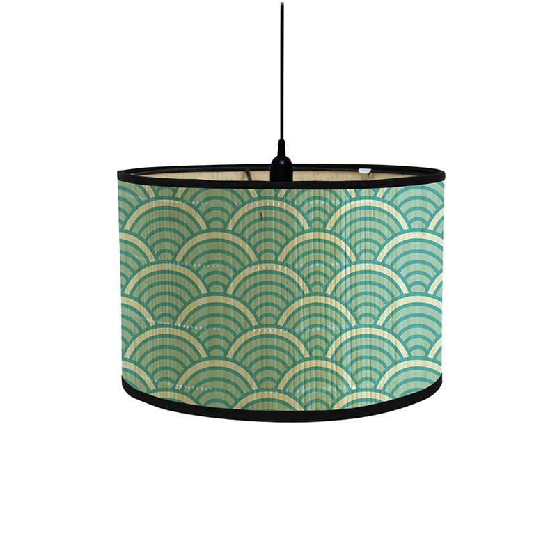 Pantalla de lámpara de pintura de paisaje de estilo japonés, cubierta de luz trenzada de bambú, pantallas de lámpara de pared de araña, pantalla de luz de Arte de Bambú: Naranja