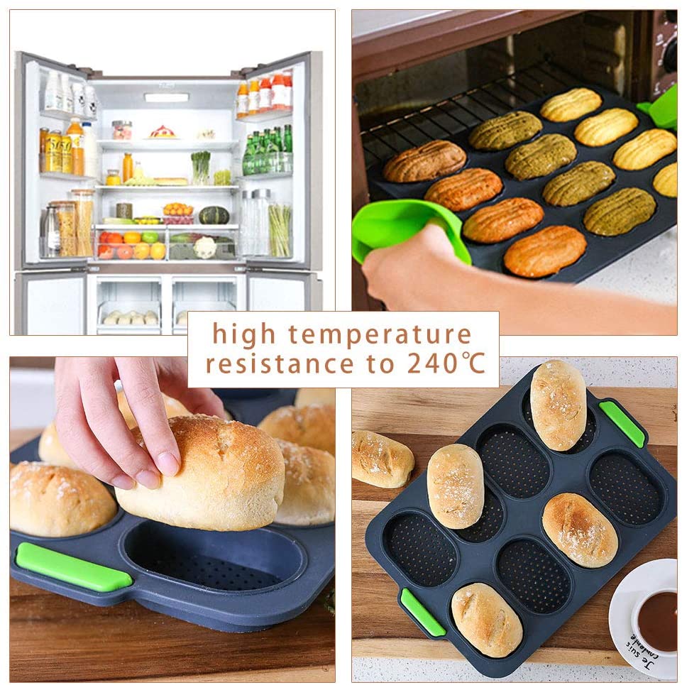 Silicone Non-stick DIY Baguette Pans for Baking Hamburger Buns Bread Maker Trays Mold Oven Sheet Bakeware Kitchen Baking Tools