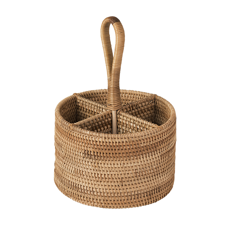 Panier de rangement en osier tissé à la main, 4 modèles, panier de stockage en paille à quatre compartiments, panier de fruits, récipient alimentaire, décoration de maison: B
