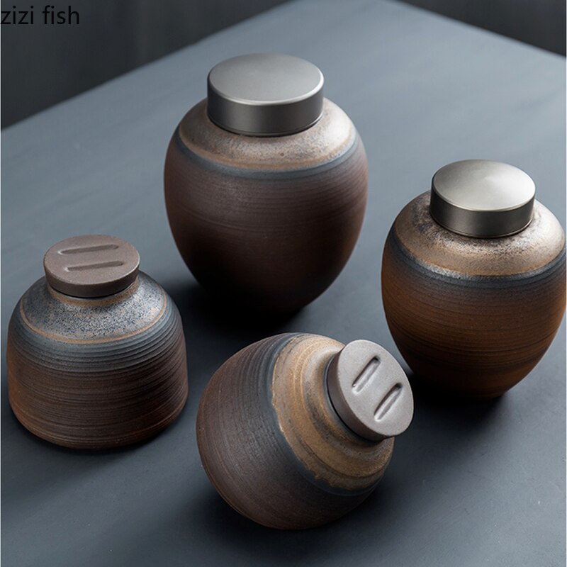 Stoneware Tea Caddy Ceramic Jar Tea Box Tea Container Tea Organizer Storage Tank Candy Jar Decorative Jar Storage Box Tea Can