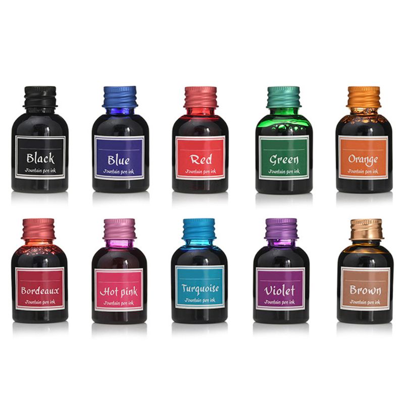 10Pcs 30ml Colorful Fountain Pen Ink Refilling Inks Stationery School Supplies D08A