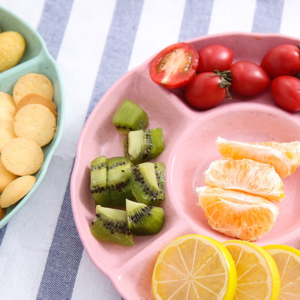 Hvedestrå 5 rum madopbevaringsbakke familie dessert fad snack fad fest hjemmetallerken serverer fad slik konditorvarer