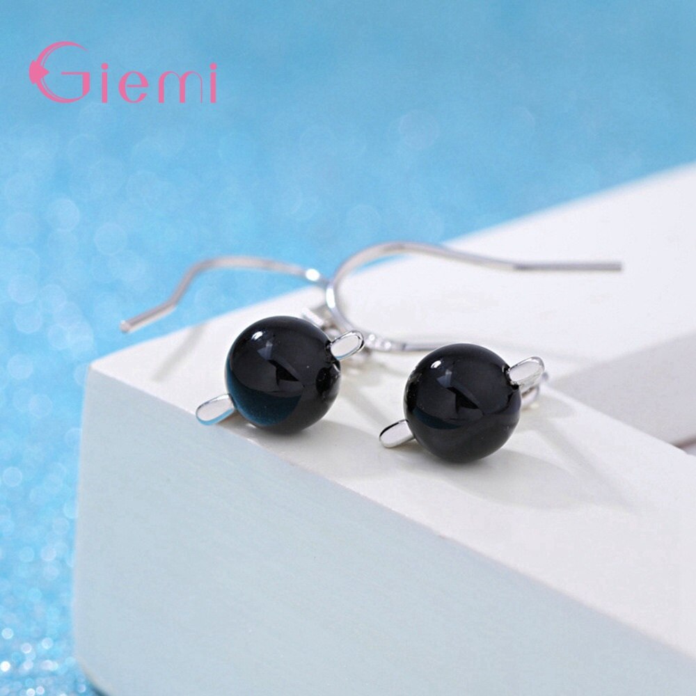 S925 en argent Sterling offre spéciale à la perle noire étincelante Triangel pendentif chaîne collier boucles d'oreilles pour les femmes ensembles de bijoux
