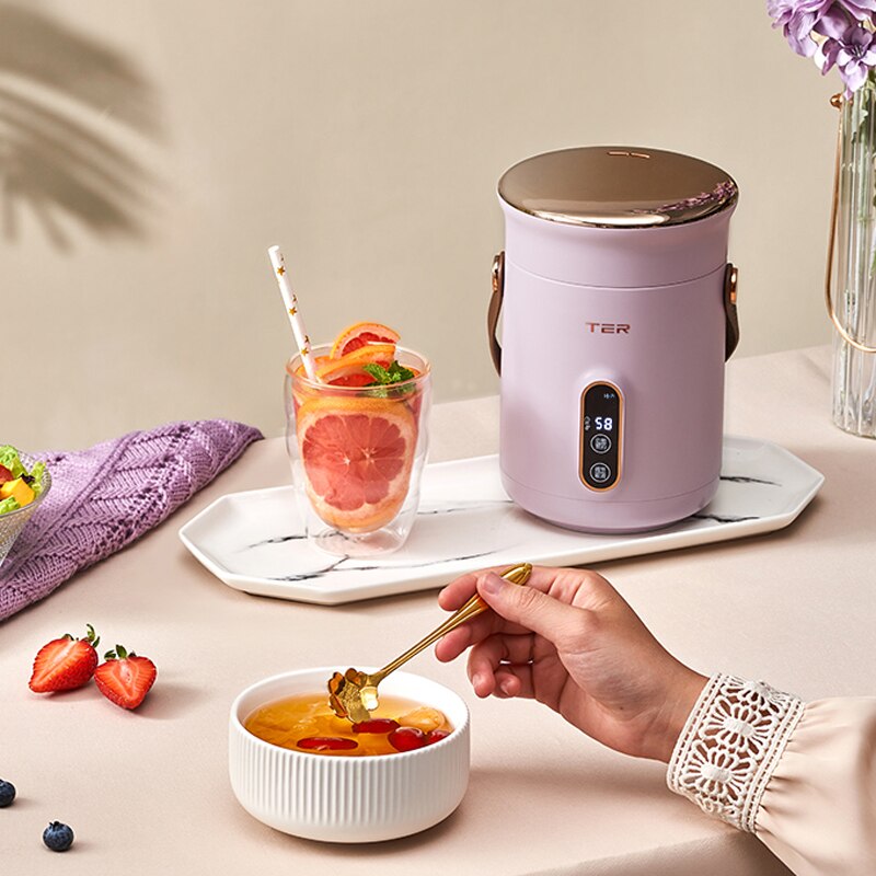 ZK30 Electric Stew Pot Slow Cooker Tea Maker Portable Pot Prridge Soup Maker with Appointment For Home Travel 600ml