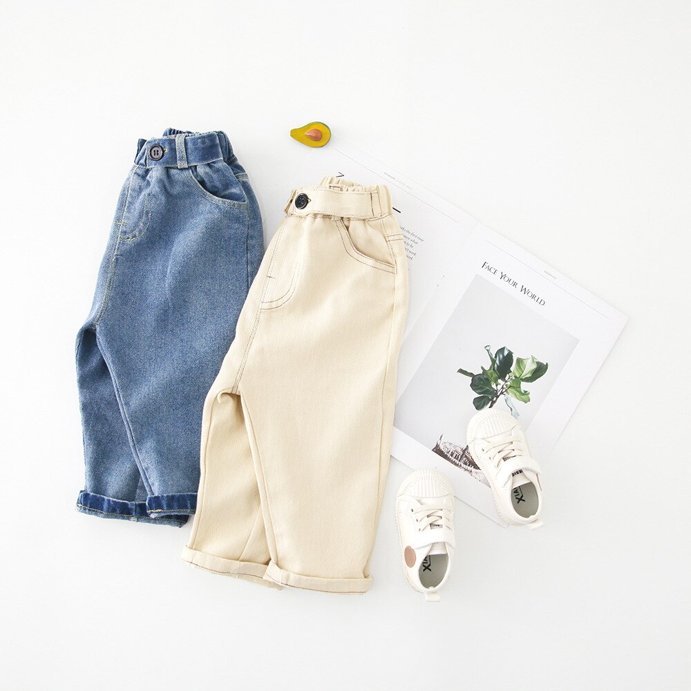 WLG-jeans d'automne pour garçons et filles | Pantalons en denim pour enfants, bleu et beige, à la , pour bébés